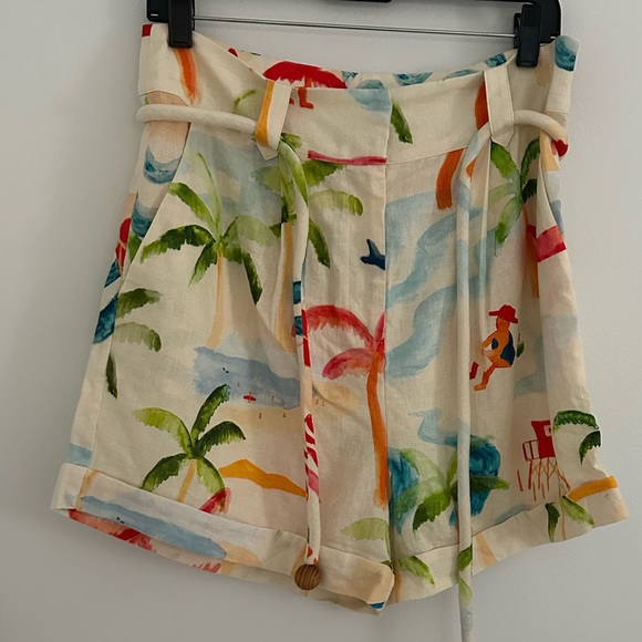 NWT FARM Rio Copacabana Patterned High-Waisted Cotton Shorts - Tropical Resort - Picture 7 of 7